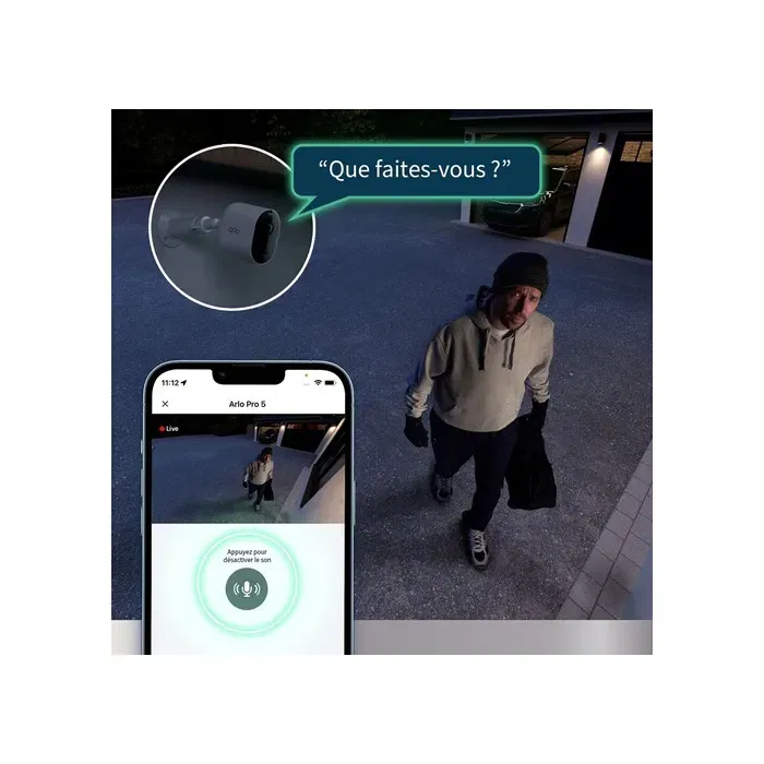 Arlo Pro 5 2K+ Pack de 4 Caméras de Sécurité Connectées avec Vision Nocturne Couleur et Wi-Fi Double Bande