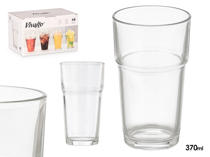 Vivalto Verre en Cristal Empilable 370 ml 8x13x8 cm Transparent (Set de 48) Vivalto Verre en Cristal Empilable 370 ml 8x13x8 cm Transparent (Set de 48)
