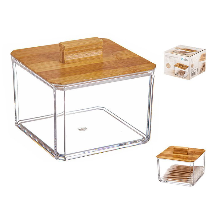 Ballete Organisateur cosmétiques carré avec couvercle bambou 9,5x9,5x8 cm Ballete Organisateur cosmétiques carré avec couvercle bambou 9,5x9,5x8 cm