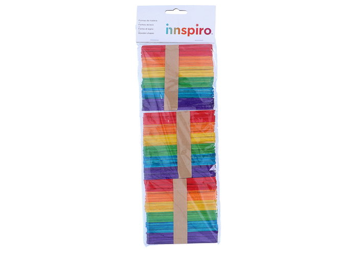 Innspiro Bâtonnets de polo en bois standard mix couleurs 114x10x2mm, 150 unités