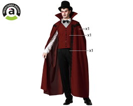 Disfraz Vampiro Burdeos - Costume de Vampire Bordeaux pour Adulte Taille M-L avec Cape, Gilet et Pantalon - Halloween