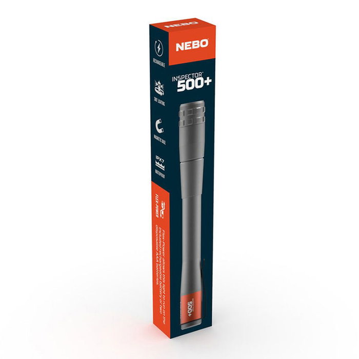 Nebo Inspector 500+ Lampe torche crayon LED rechargeable 500 lumens, noir/rouge, avec offre : 1 présentoir offert pour l'achat de 6 unités Nebo Inspector 500+ Lampe torche crayon LED rechargeable 500 lumens, noir/rouge, avec offre : 1 présentoir offert pour l'achat de 6 unités