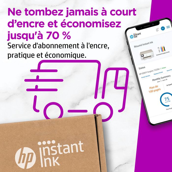 HP Imprimante tout-en-un sans fil ENVY Inspire 7220e - Impression, copie, numérisation - Compatible HP+ et HP Instant Ink