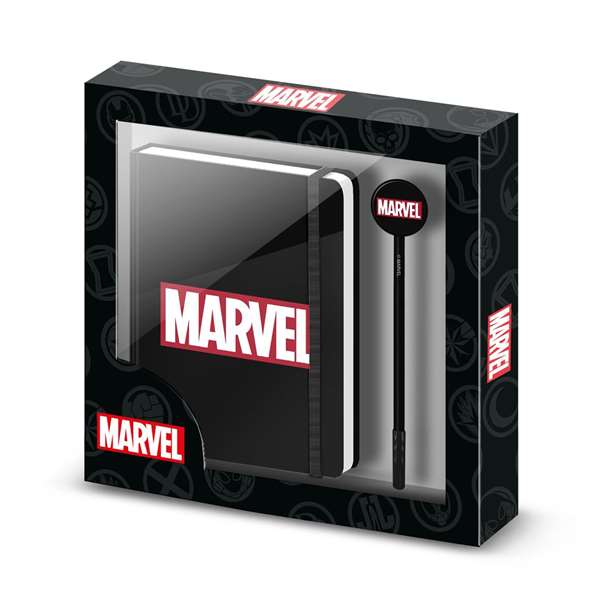 Karactermania Cahier avec chaîne et stylo Marvel Comics en PU, 100 pages, dimensions 23,2 x 22,4 x 2,2 cm