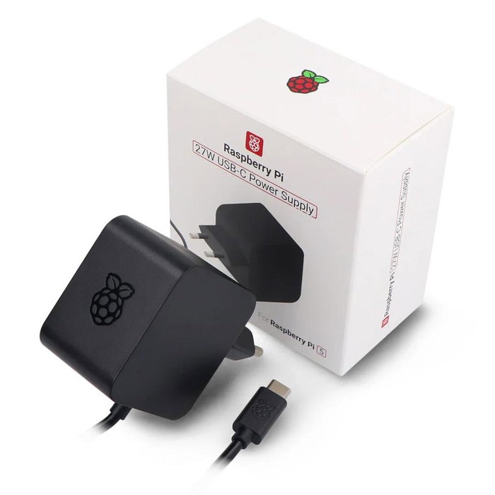Raspberry Pi 5 Alimentation USB-C 27W Chargeur Officiel PD 5.1V 5A 9V 3A 12V 2.25A 15V 1.8A Noir