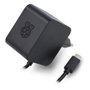 Raspberry Pi 5 Alimentation USB-C 27W Chargeur Officiel PD 5.1V 5A 9V 3A 12V 2.25A 15V 1.8A Noir