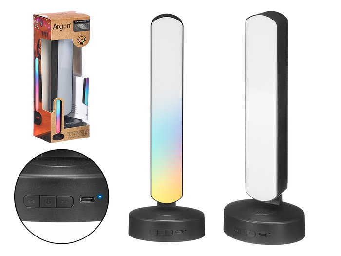 Argon Enceinte Bluetooth avec Lumière Ambiante 10x29x8 cm Noir Plastique ABS (Set de 6) Argon Enceinte Bluetooth avec Lumière Ambiante 10x29x8 cm Noir Plastique ABS (Set de 6)