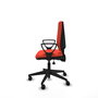 Chaise Elche Asynchrone Tissu Orange foncé Base pyramidale noire Accoudoirs fixes Sans appui-tête Roulettes 65mm nylon