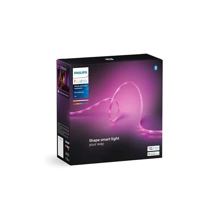 Philips Hue Solo Lightstrip - Ruban LED connecté intelligent, 3 mètres, blanc, éclairage d'ambiance intérieur, compatible avec l'écosystème Hue