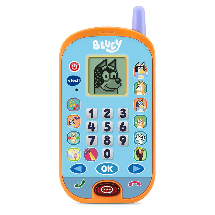 VTech Téléphone Interactif Bleuets Bluey, Apprentissage des Nombres avec Voix, 6 Jeux Éducatifs, Personnalisation, 80-554622, Pour Enfants 3 Ans et Plus VTech Téléphone Interactif Bleuets Bluey, Apprentissage des Nombres avec Voix, 6 Jeux Éducatifs, Personnalisation, 80-554622, Pour Enfants 3 Ans et Plus