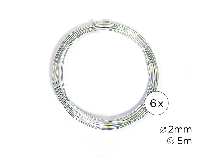 Innspiro Set de 6 fils d'aluminium 2mm - 5m, 6 couleurs assorties Innspiro Set de 6 fils d'aluminium 2mm - 5m, 6 couleurs assorties