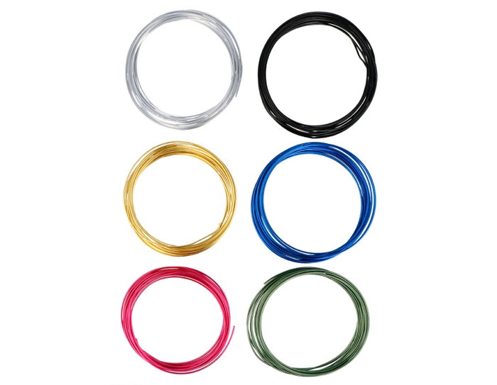Innspiro Set de 6 fils d'aluminium 2mm - 5m, 6 couleurs assorties Innspiro Set de 6 fils d'aluminium 2mm - 5m, 6 couleurs assorties