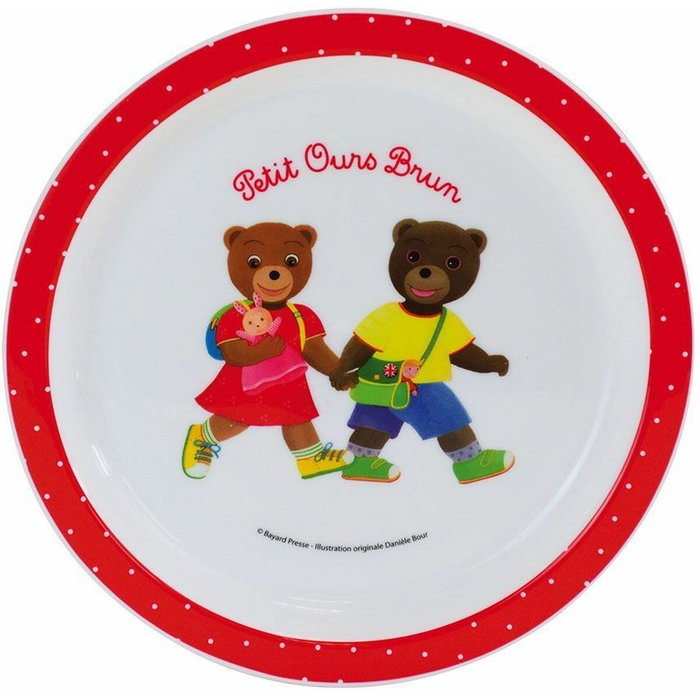 Fun House Petit Ours Brun - Set de vaisselle enfant avec peluche