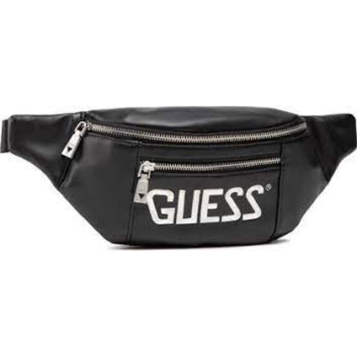 Guess Sac Banane En Tissu Et Cuir Noir Pour Hommes - 39 x 14 x 7 cm Guess Sac Banane En Tissu Et Cuir Noir Pour Hommes - 39 x 14 x 7 cm