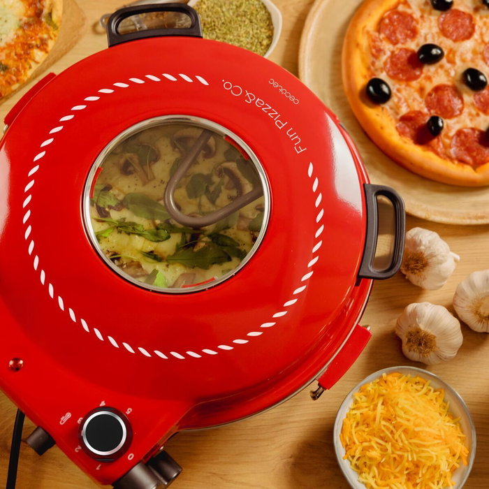 Pizzera électrique Cecotec Mamma Mía Window 1200W pierre acier rouge minuteur
