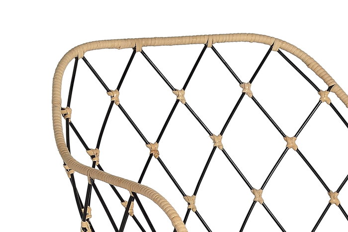 GINER Y COLOMER - Lot de 2 fauteuils en rotin naturel avec pieds en métal et coussins - Dimensions siège : 39 x 43 cm