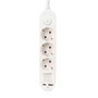 Edm Base multiple 3 prises Schuko avec interrupteur et 2 ports USB A+C, 1,5m, 16A 250V, blanc
