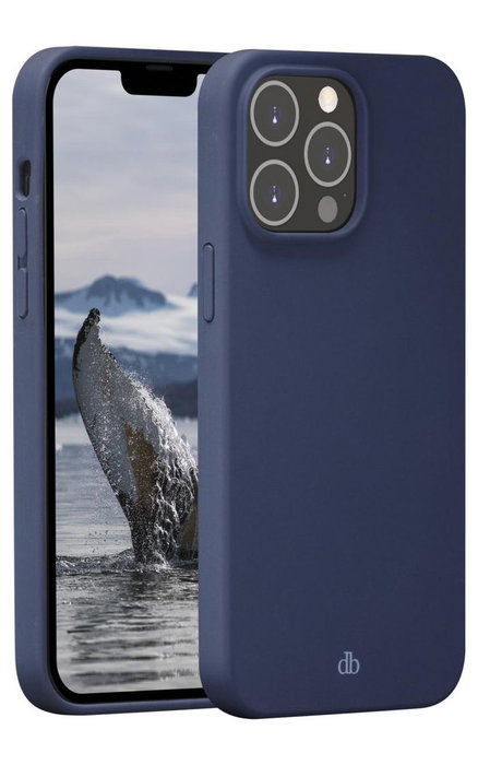 dbramante1928 Coque transparente écologique pour iPhone 14 Pro Max Pacific Blue - Protection anti-choc, recyclée, compatible charge sans fil