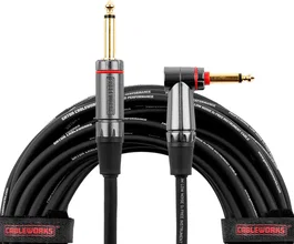 Cableworks Headliner Câble d'instrument 6,096 m droit à coudé noir avec interrupteur silencieux