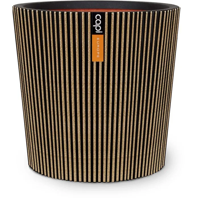 CAPI EUROPE - Groove NL - Vase conique - 45 x 41 cm - Noir et or CAPI EUROPE - Groove NL - Vase conique - 45 x 41 cm - Noir et or