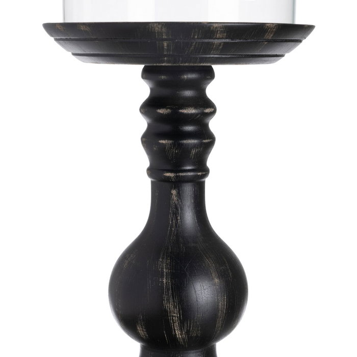 BigBuy Home Bougeoir Noir Bois Verre 20 x 20 x 53 cm BigBuy Home Bougeoir Noir Bois Verre 20 x 20 x 53 cm