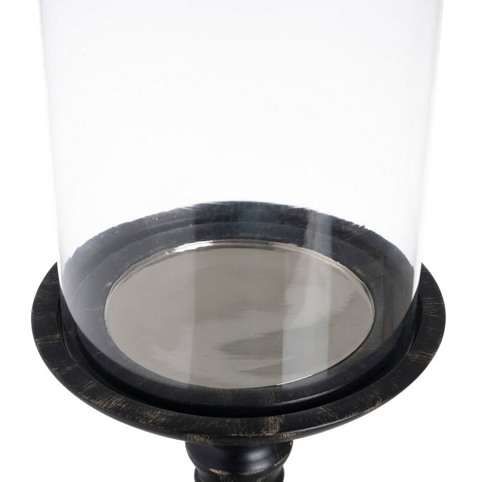BigBuy Home Bougeoir Noir Bois Verre 20 x 20 x 53 cm BigBuy Home Bougeoir Noir Bois Verre 20 x 20 x 53 cm