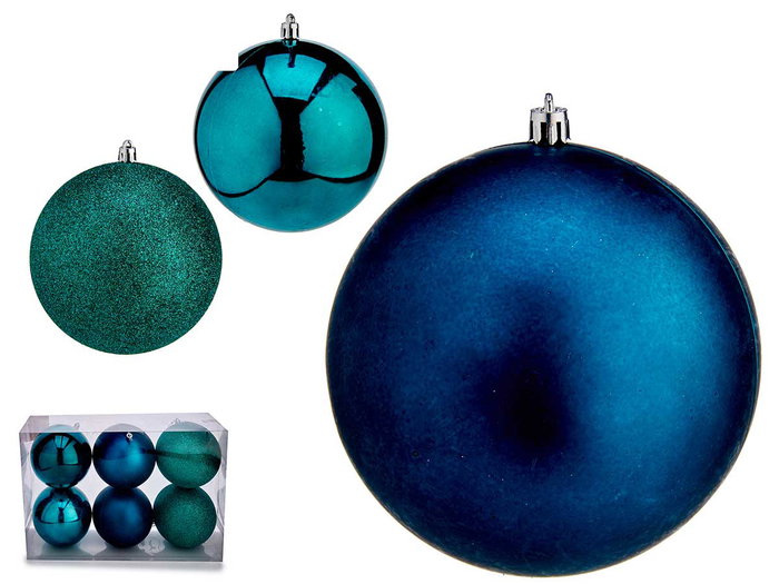 Krist+ Lot de 6 Boules de Noël Turquoise 12 cm Plastique (Set de 10) Krist+ Lot de 6 Boules de Noël Turquoise 12 cm Plastique (Set de 10)