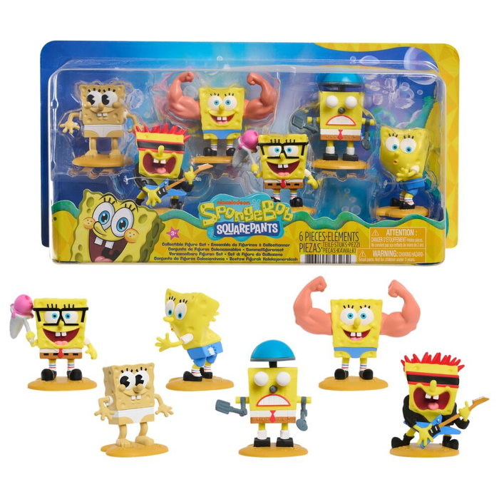 JUST PLAY Blister de 5 figurines Bob Esponja assorties - Figurines d'environ 6,8 cm