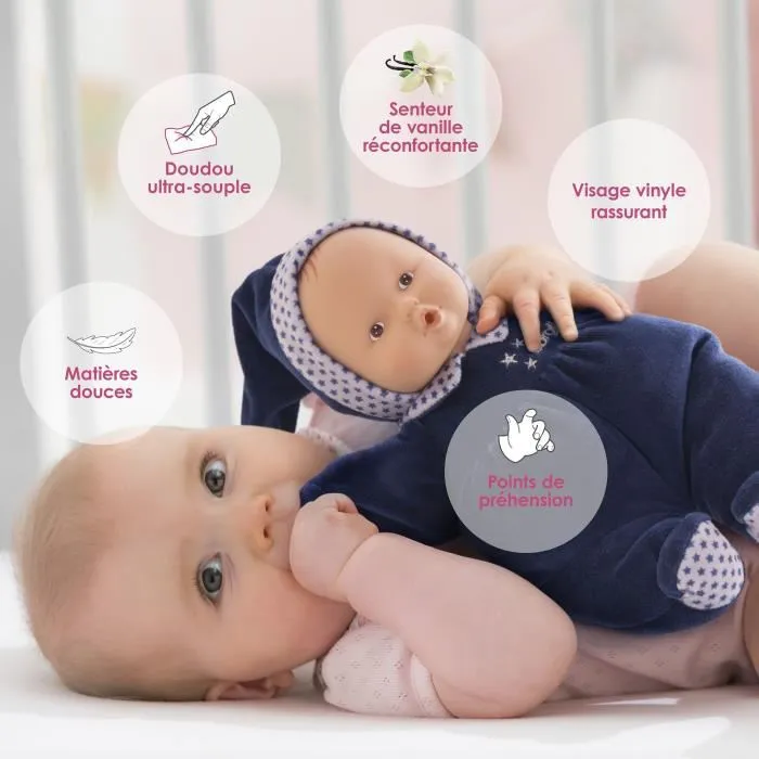 Corolle Doudou Babipouce Marine Reves d'Étoiles - Doudou moelleux à senteur de vanille - 28 cm - Dès la naissance - Cadeau de naissance idéal Corolle Doudou Babipouce Marine Reves d'Étoiles - Doudou moelleux à senteur de vanille - 28 cm - Dès la naissance - Cadeau de naissance idéal