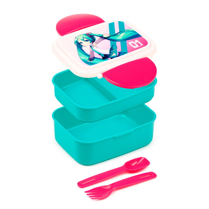 PUCKATOR - Sandwich Maker (Grille-pain à sandwich) Hatsune Miku avec couverts en polypropylène sans BPA - Taille: 9x15,5x14 cm