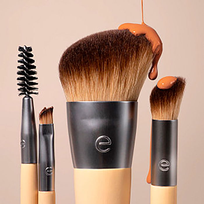 Ecotools Set de 3 Pinceaux Maquillage Naturel pour Teint Lumineux et Naturel avec Poils Synthétiques Doux et Manche en Bambou