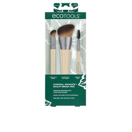 Ecotools Set de 3 Pinceaux Maquillage Naturel pour Teint Lumineux et Naturel avec Poils Synthétiques Doux et Manche en Bambou