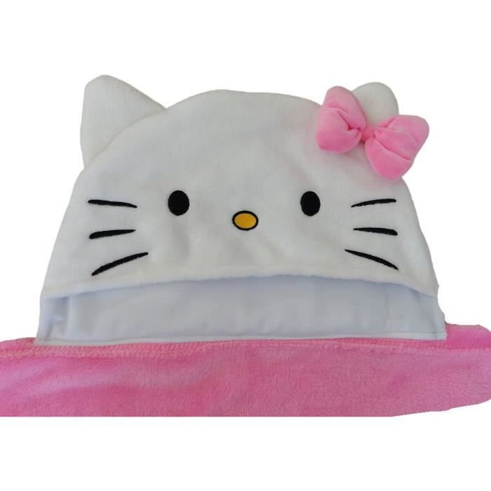 Hello Kitty Plaid polaire à capuche 3D Rose - 120 x 150 cm Hello Kitty Plaid polaire à capuche 3D Rose - 120 x 150 cm