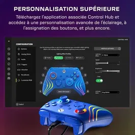Turtle Beach Manette de jeu Afterglow Wave Filaire pour Xbox Series X|S, Xbox One et PC - RGB, Gâchettes à Impulsion, Bleu