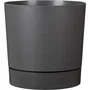 Garden Id Plano - Pot de fleurs avec réserve rond, 39 cm de diamètre, 32 L, hauteur 38 cm, gris métallique