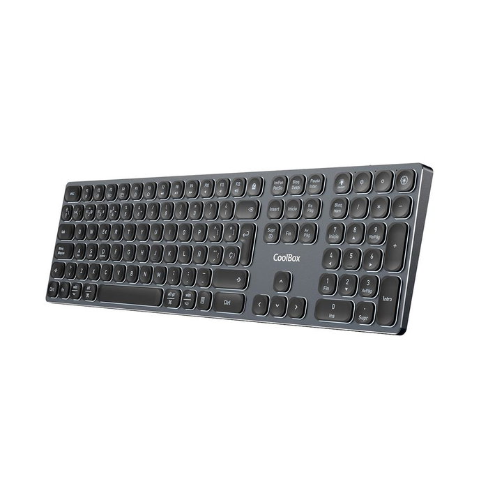 Coolbox Moonlight Key B431 Clavier sans fil rétroéclairé en aluminium Bluetooth 5.1 + RF 2.4GHz Coolbox Moonlight Key B431 Clavier sans fil rétroéclairé en aluminium Bluetooth 5.1 + RF 2.4GHz
