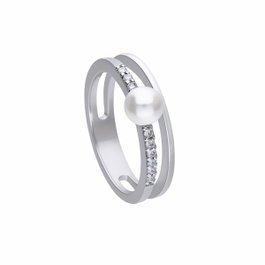 Diamonfire Bague en Argent avec Zirconia et Perle, Taille 17,5