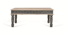 GINER Y COLOMER Table basse rectangulaire en bois de manguier blanc et bleu