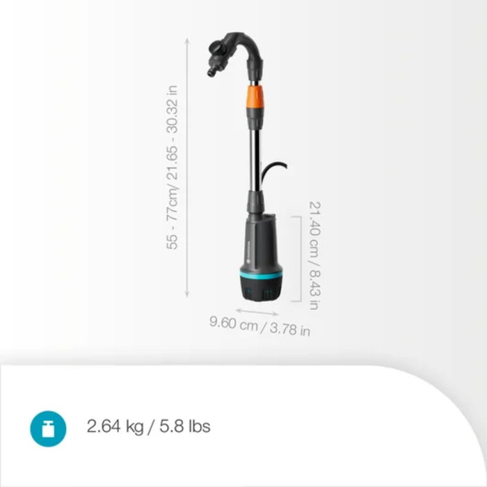 Gardena Pompe de récupérateur de pluie 2600 Comfort 18V avec batterie et chargeur