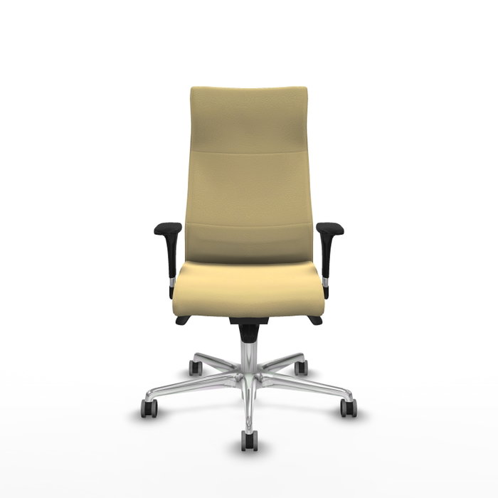 Piqueras Y Crespo Fauteuil Albacete, Similicuir Crème, Mécanisme Synchrone, Base Aluminium