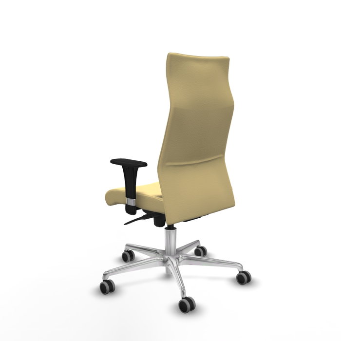 Piqueras Y Crespo Fauteuil Albacete, Similicuir Crème, Mécanisme Synchrone, Base Aluminium