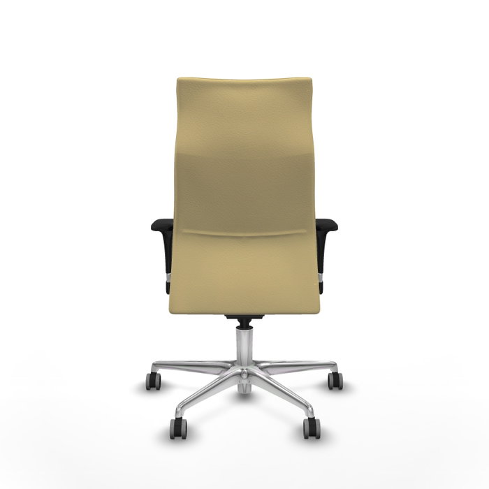 Piqueras Y Crespo Fauteuil Albacete, Similicuir Crème, Mécanisme Synchrone, Base Aluminium