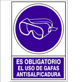 DUVER Signal d'obligation de port de lunettes de protection contre les éclaboussures, 345 x 245 mm