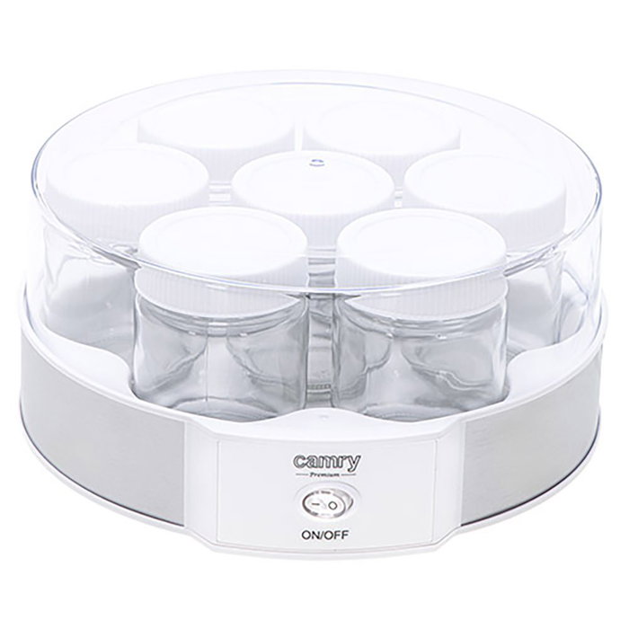 Camry CR4519 Yaourtière Blanche 20 W 24 x 11,5 cm 7 Pots en Verre avec Couvercle Camry CR4519 Yaourtière Blanche 20 W 24 x 11,5 cm 7 Pots en Verre avec Couvercle