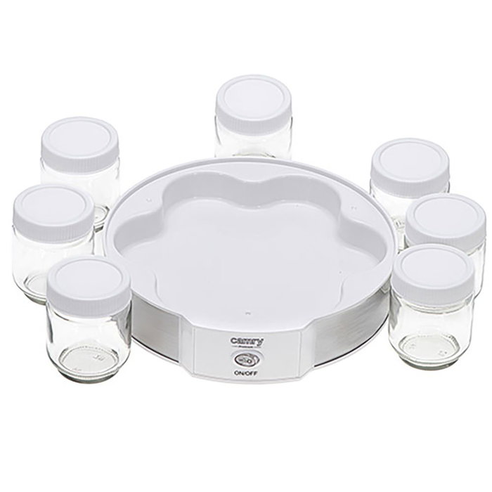 Camry CR4519 Yaourtière Blanche 20 W 24 x 11,5 cm 7 Pots en Verre avec Couvercle Camry CR4519 Yaourtière Blanche 20 W 24 x 11,5 cm 7 Pots en Verre avec Couvercle