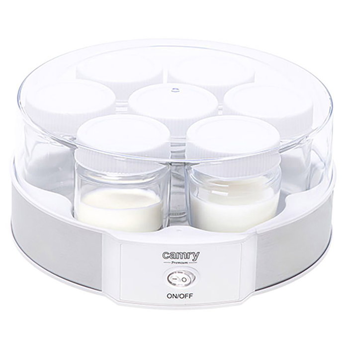 Camry CR4519 Yaourtière Blanche 20 W 24 x 11,5 cm 7 Pots en Verre avec Couvercle Camry CR4519 Yaourtière Blanche 20 W 24 x 11,5 cm 7 Pots en Verre avec Couvercle