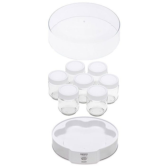 Camry CR4519 Yaourtière Blanche 20 W 24 x 11,5 cm 7 Pots en Verre avec Couvercle Camry CR4519 Yaourtière Blanche 20 W 24 x 11,5 cm 7 Pots en Verre avec Couvercle