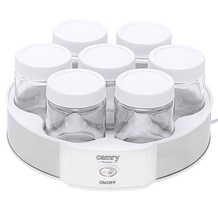 Camry CR4519 Yaourtière Blanche 20 W 24 x 11,5 cm 7 Pots en Verre avec Couvercle Camry CR4519 Yaourtière Blanche 20 W 24 x 11,5 cm 7 Pots en Verre avec Couvercle