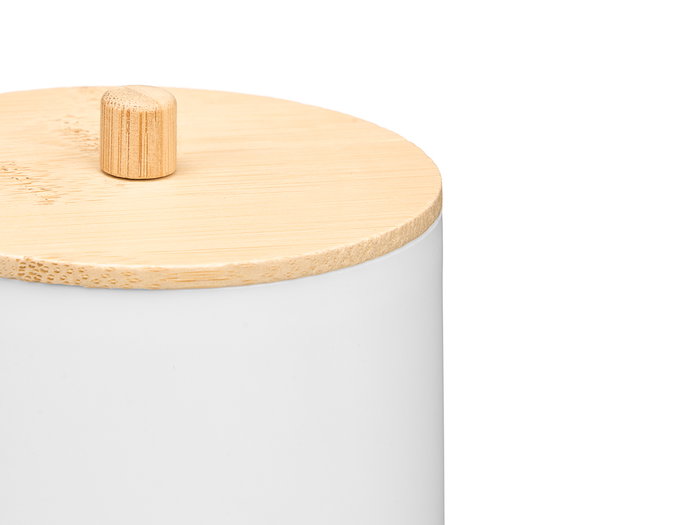 Berilo Bote en Plastique avec Couvercle en Bambou Blanc 9 x 13 x 9 cm (Set de 24)