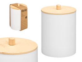 Berilo Bote en Plastique avec Couvercle en Bambou Blanc 9 x 13 x 9 cm (Set de 24)